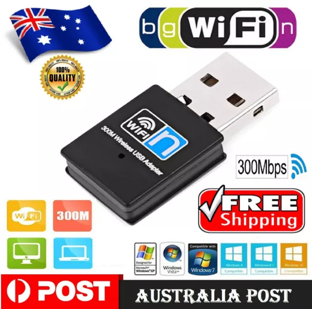 300Mbps Mini USB WiFi WLAN Wireless Network Adapter 802.11 Dongle RTL8188 lot AU