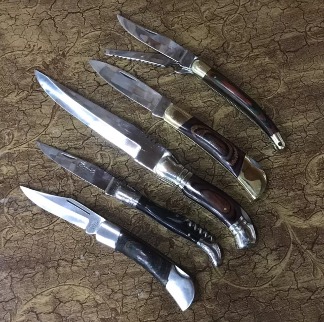 Lot Of 5Pc_Custom Hand Made Folding Blade Stainless Steel Daily Use Pocket knife
