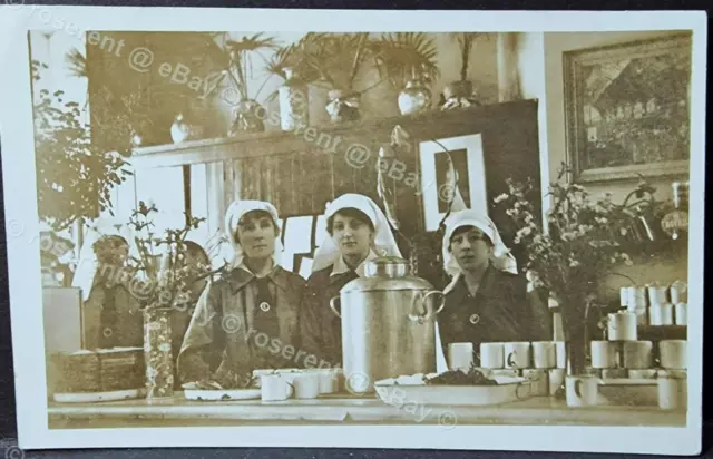WW1 London Victoria Station Buffet Canteen War Workers 1916  Real photo Postcard
