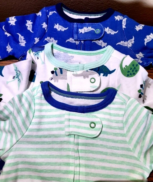 0-3 MONTHS  Cloud Island 3pc Footed Sleeper Footie Neutral Baby Shower Girl Boy