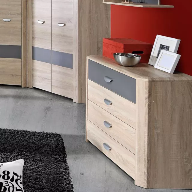 Kommode Yook Sideboard Anrichte Schubkastenkommode Sonoma Eiche grau anthrazit