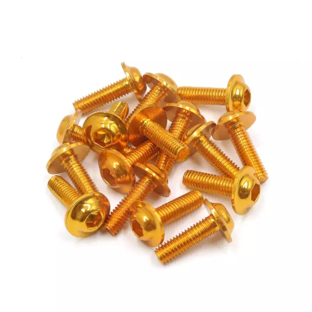 16Pcs Oro 6mm metal tono de rosca Diámetro pernos hexagonales Tornillos