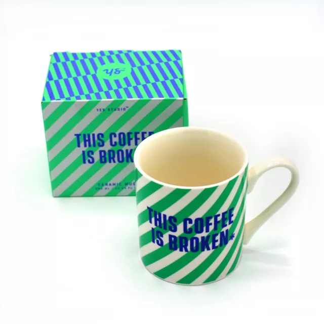 FUNNY MUG 'THIS COFFEE IS BROKEN'  380 ml New Gift Boxed Yes Studio Ceramic Mug