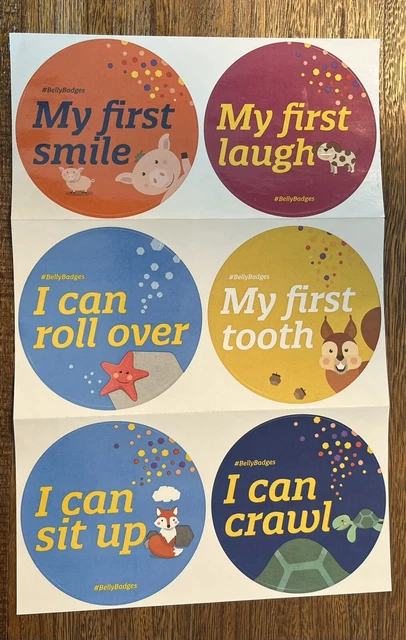 Baby Milestone Stickers Belly T-Shirt Sticker Belly Badges 12 Pack