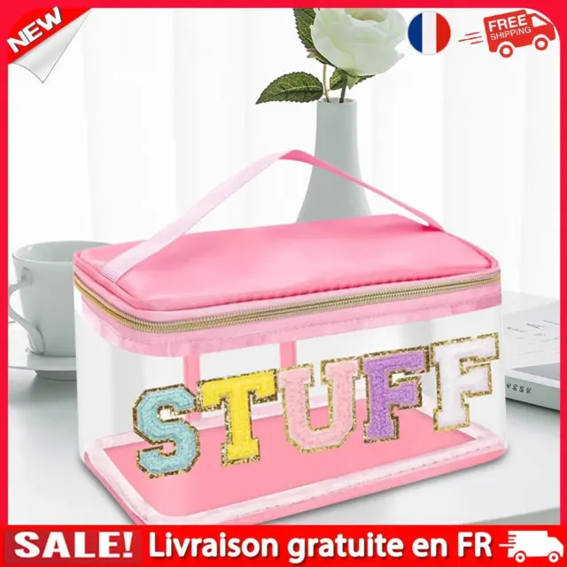 Sac de rangement en PVC transparent pour sac cosmétique avec lettres scintillant