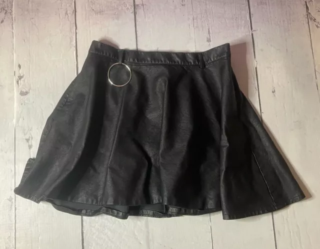 Hot Topic Size 1X Faux Leather & O-Ring Skater Skirt