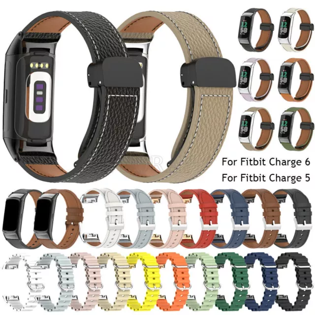 Silikon Leder Armband Ersatz Uhrenarmband Für Fitbit Charge 6 5 Smart Watch Band
