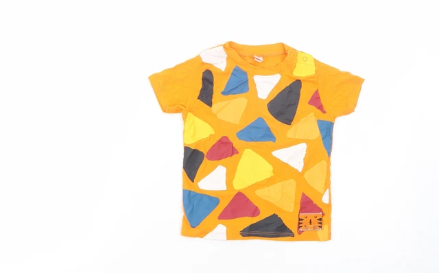 T-shirt base tuc tuc bambina arancione geometrico cotone taglia 2 anni pullo girocollo