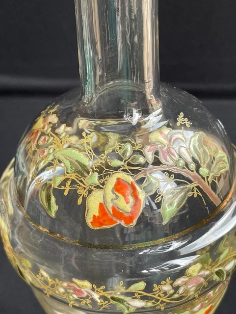 Ancienne carafe emaillee LEGRAS décor floral art nouveau 12
