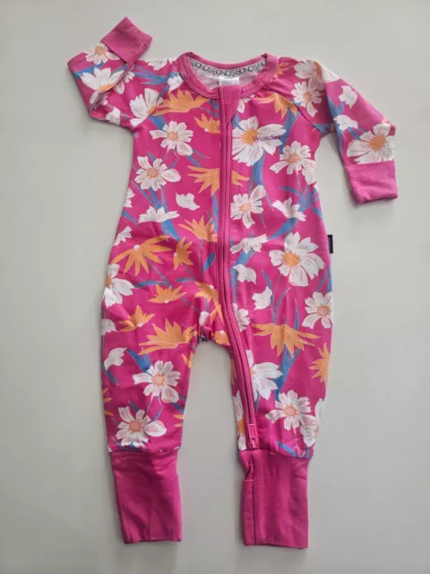 Bonds Baby Long Sleeve Zip Zippy Wondersuit Romper size 00 Colour Pink Floral