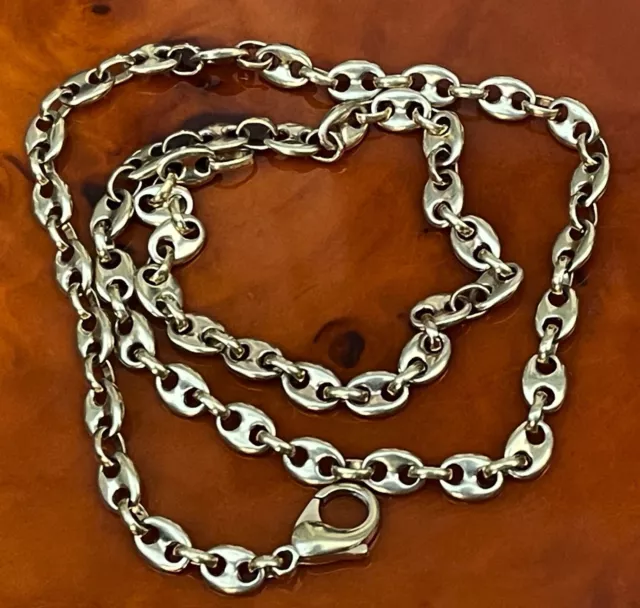 vintage Bohnenkette, 925 Silber vergoldet, 50 cm (S 6321)
