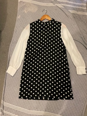 NEW Zara Dress XS Extra Small Polka dot Spotty Spot black white cream shift