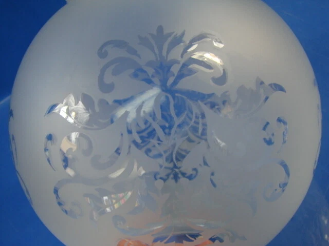 7" Venicia Satin Etched Ball Glass Lamp Light Shade Floral Scene 2 3/4" Fitter 5
