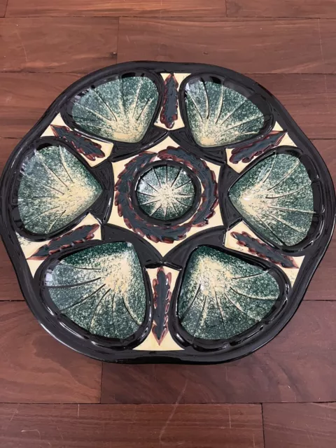 French Vintage Oyster Plates, Handmade HB Guimper Plates, Brittany Only 5 Left