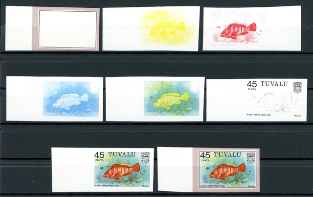 Tuvalu 94 geschnitten postfrisch Phasendrucke, Fische #JP069