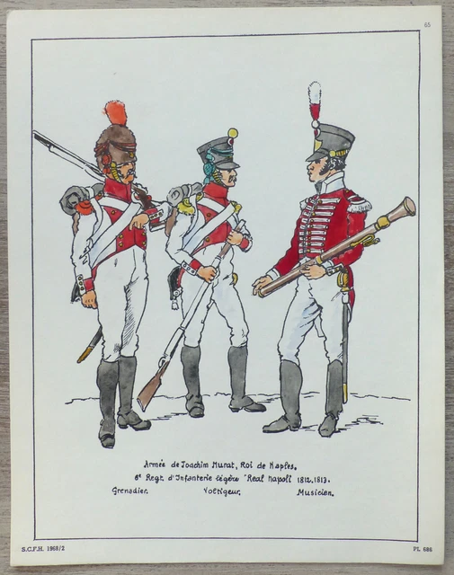 Planche Uniforme N°686, Sabretache 1968: Armée J. Murat, Naples, Real Napoli