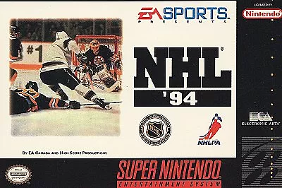 NHL 94 (Super Nintendo Entertainment System 1993) SNES COMPLETE w/ Box manual