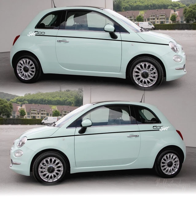 STRISCE LATERALI PER Fiat 500 Racing Gonna Laterale Strisce Vinile - Foto 2