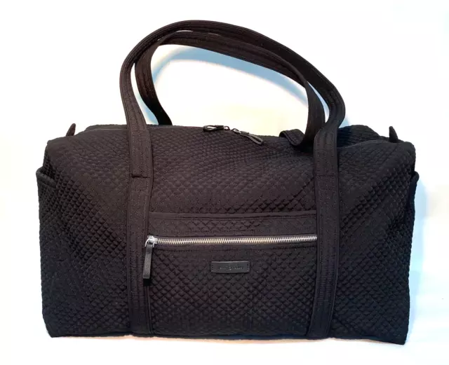 Vera Bradley Large Travel Duffel Bag Tote Classic Black Quilted Travel EUC