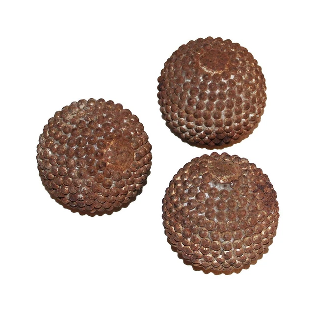ensemble de 4 boules artisanales anciennes recouverte metal argent vintage Noël
