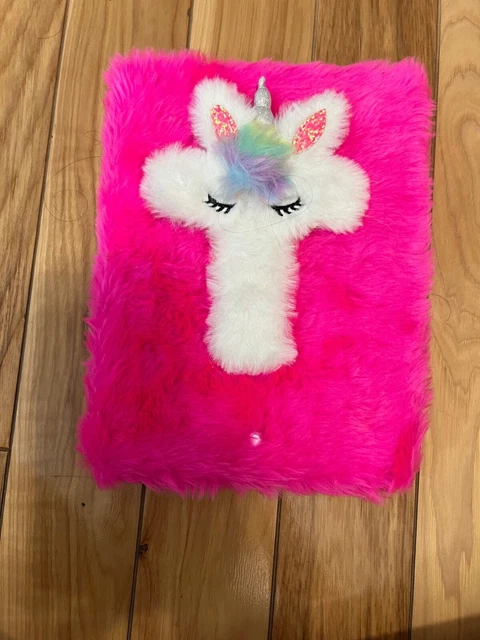 JUSTICE FUZZY INITIAL LIGHT-UP UNICORN RAINBOW JOURNAL notebook; T