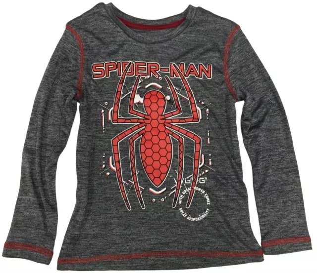 Spider-Man Marvel Dri Fit Long Sleeve Boy's Graphic T-Shirt Gray Choose Size