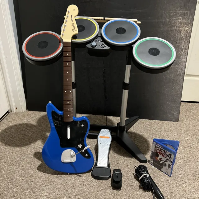 Rock Band 4 PS4 PS5 Band Kit Rivals Jaguar Bundle Guitar Drums Game And Mic