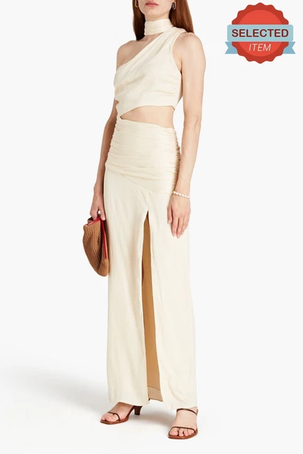 RRP €510 NICHOLAS Maxi Dress US6 M Crumpled Effect Cut Out Slit Side Tie Neck