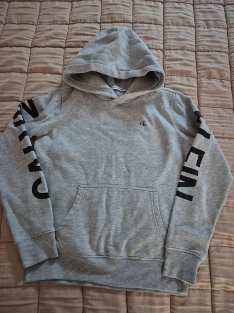 Boys Girls Kids Childs Calvin Klein Jeans Grey Hoodie Age 14