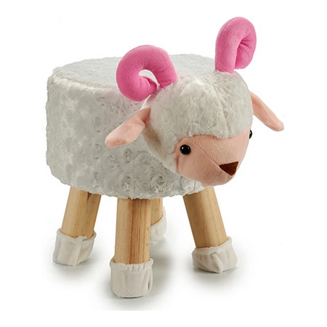 Taburete Infantil Oveja Madera Tela [28 x 36,5 x 42 cm]