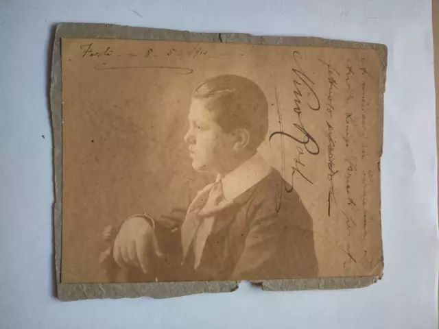 Albumina studente 1910 dedica agli zii firma Nino Rosh Forlì fotografia foto