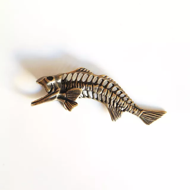 Pure Brass Piranha Skeleton Keychain Hanging Animal Fish Miniature Pendant Craft