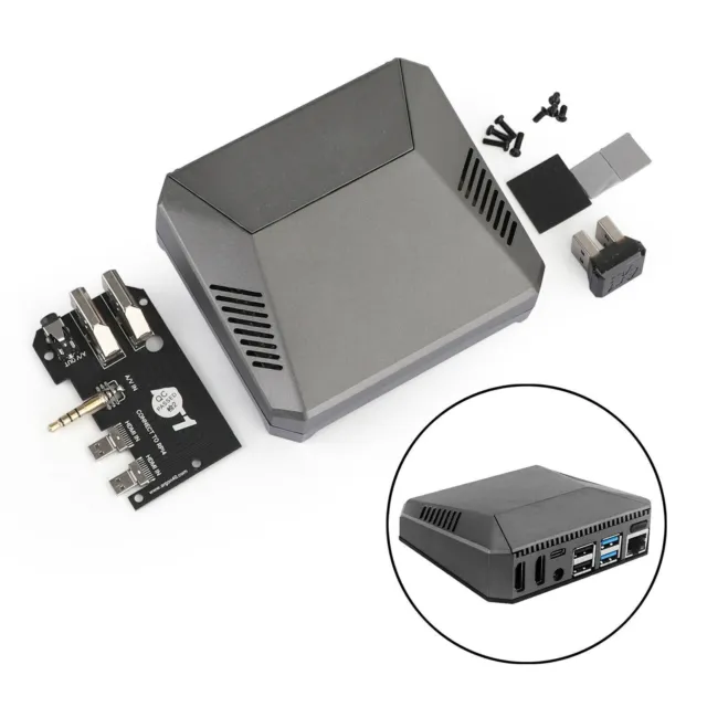 2021 Alu Case Shell Multifunction Cover For Raspberry Pi 4 Model B With Fan AU 2
