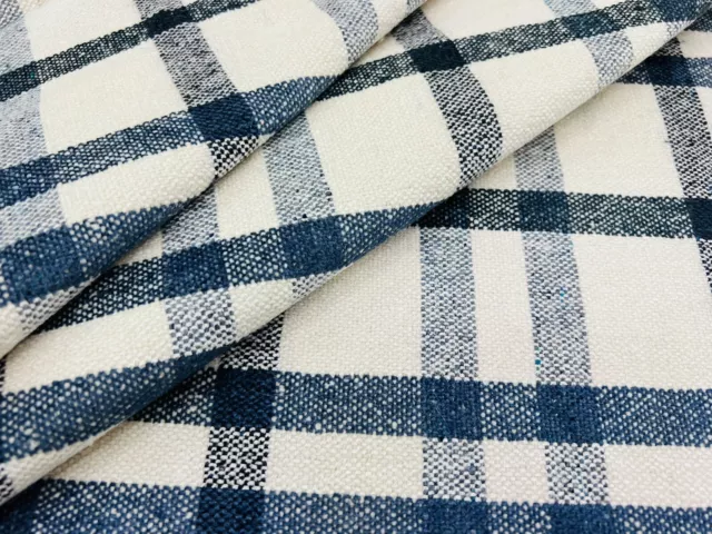 Lee Jofa Soft Plaid Check Weave Uphol Fabric - Fannin Plaid / Blue Navy 1.50 yds