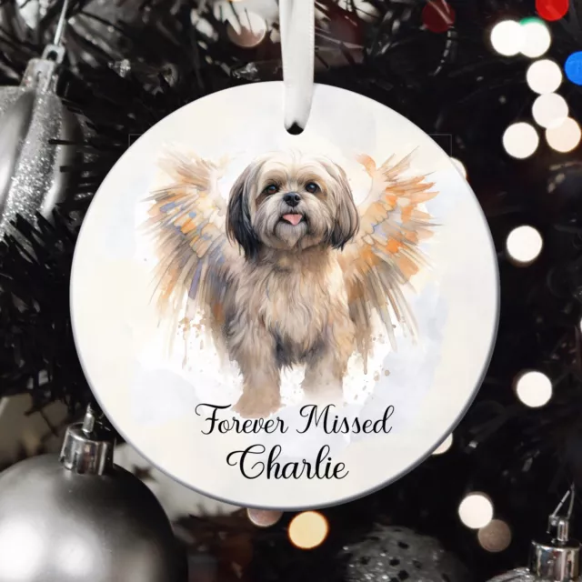 Personalised Pet Dog Memorial Decoration - Lhasa Apso, Ornament Bauble Christmas