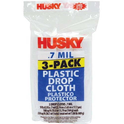 Husky Plastic Drop Cloth, 0.7 Mil, 3-Pack. Free and Fast shipping