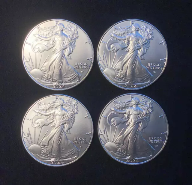 4x 2024 1oz American Silver Eagle Bullion Coins *MINT* BU (GENUINE)