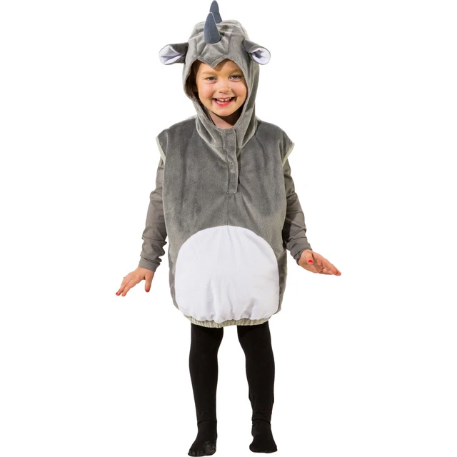Bambini Costume da Animale Rhino Gilet con Cappuccio per Ragazzi 3-4 Anni