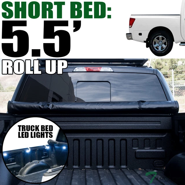 Topline For 2004-2015 Nissan Titan 5.5' Bed Lock & Roll Tonneau Cover+LED Lights