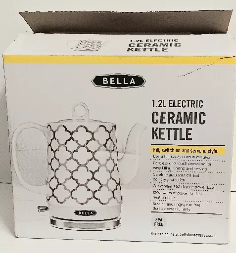 BELLA 1.2 Liter Electric Ceramic Tea Kettle with Detachable Base & Boil Dry  Protection, Blue Aztec, Electric Tea Kettle with Automatic Shut Off &  Detachable Swivel Base (13724) 