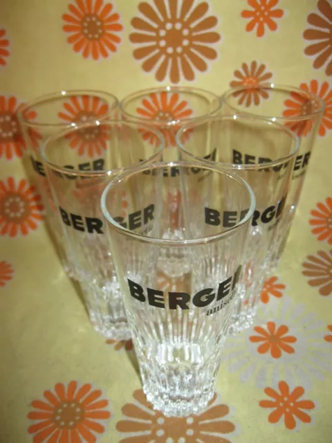 Lot Ancien BERGER ANISETTE 6 VERRES + GRAND CENDRIER + BEC VERSEUR Pastis Ricard 2