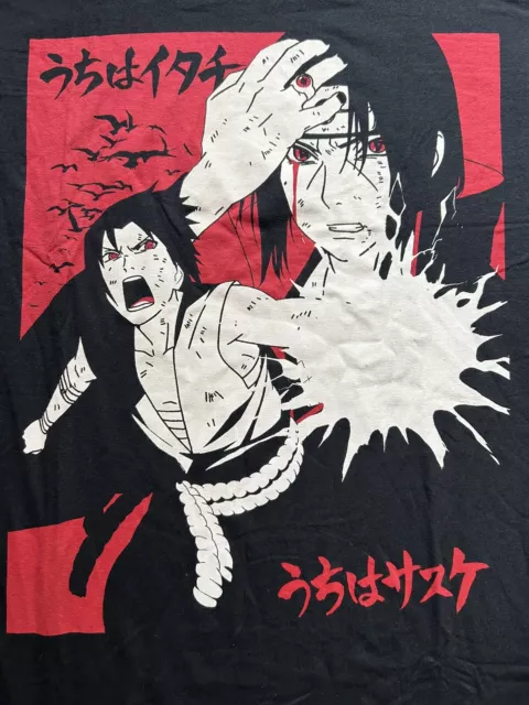 NARUTO SASUKE ITACHI Size M Shirt Anime Sharingan Uchiha Blood FREE ...