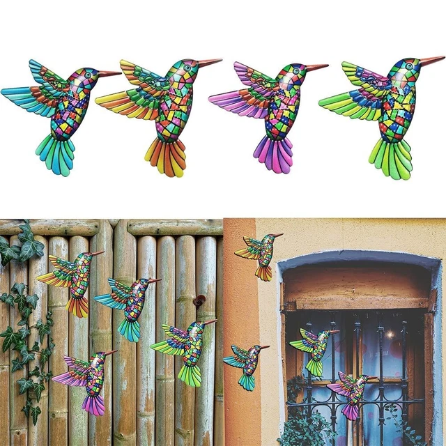 Dekorative Artikel Metall-Vogel Wand-Kunst-Skulptur 4pc Eisen Hängende Ornament 9