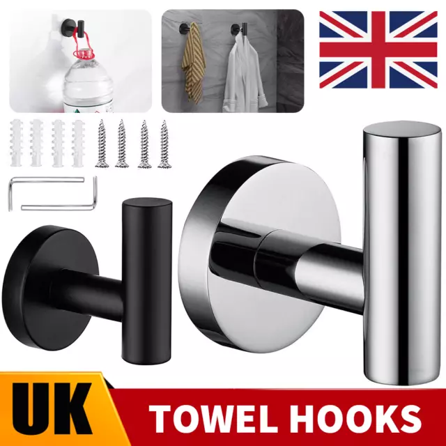 Home Bathroom Towel Robe Coat Hook Stainless Steel Wall Mounted Hook Door Hanger