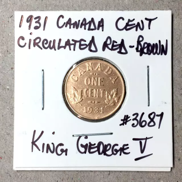 1931 Canada Cent High-Grade Circulated Red-Brown King George V Canadian Penny