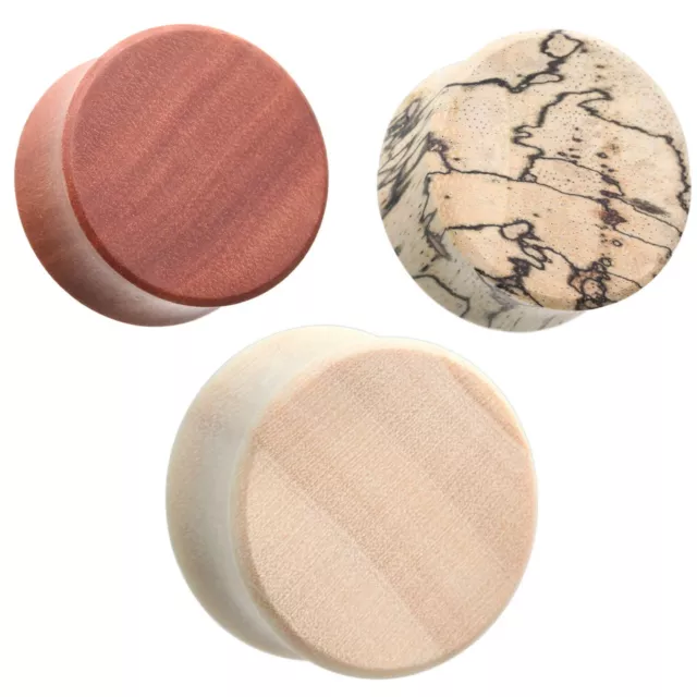 Pair - Solid Organic Wood Double Flared Plugs Ear Gauges (2G-38Mm)