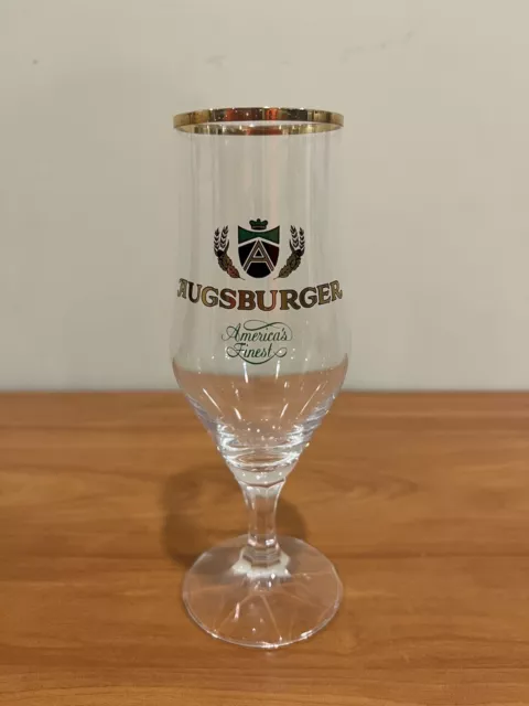 Vintage Augsberger Brewery Pilsner Glasses With Gold Rim - Set Of 6