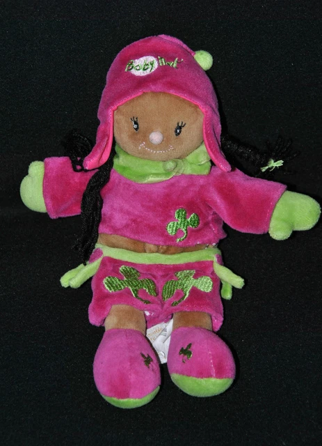 Peluche Doudou Poupée Fille BABY'NAT BABYNAT Violet Vert Trèfle Doll Puppe TTBE
