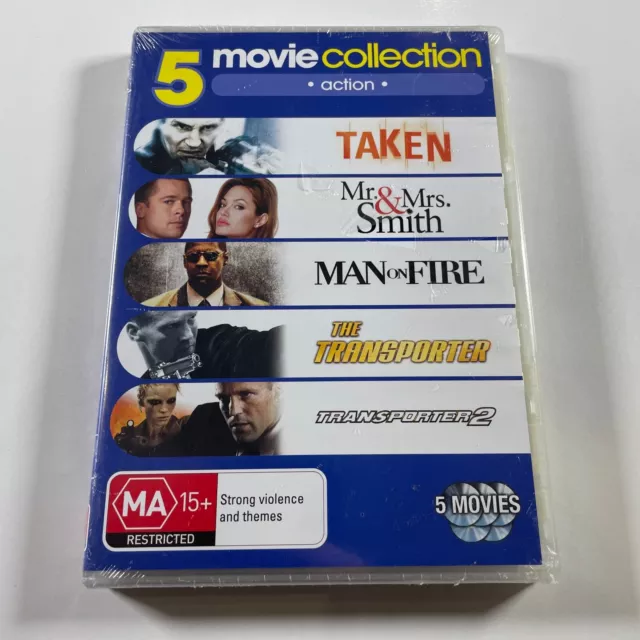 5 Action Movie Collection DVD - Taken - The Transporter - Man on fire (NEW)