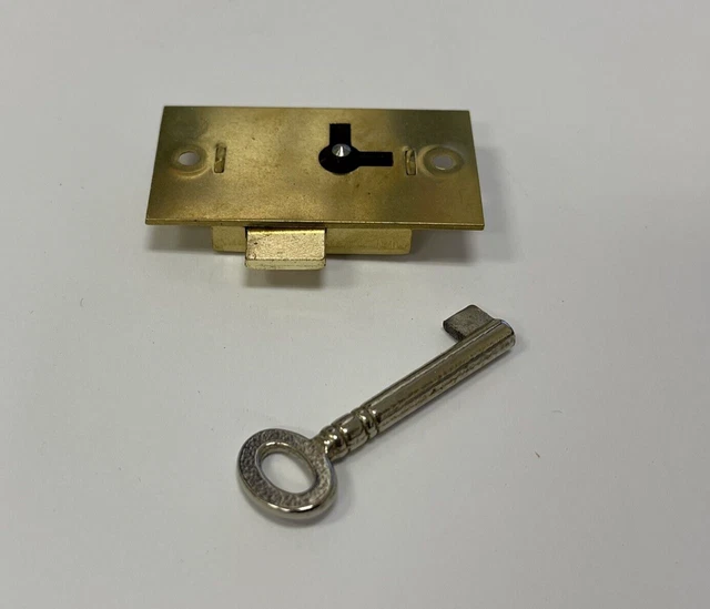 CABINET LOCK KEY Brass Finish 51mm x 25mm Door Straight Cupboard Lock ...